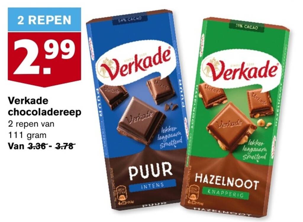 Verkade Chocoladereep Aanbieding Bij Hoogvliet