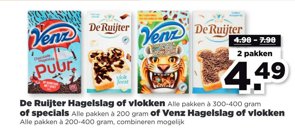 De ruijter hagelslag of vlokken alle pakken à 300 400 gram of specials