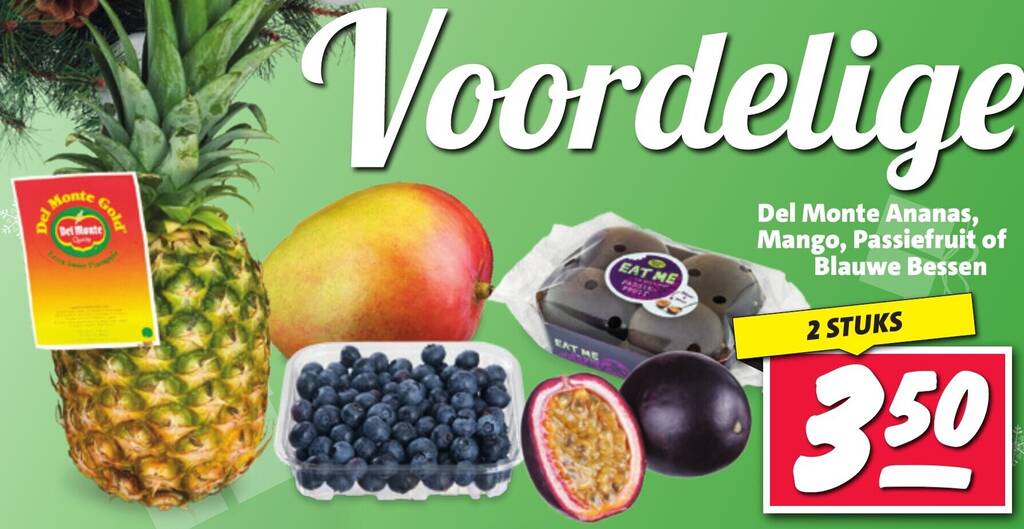 Del Monte Ananas Mango Passiefruit Of Blauwe Bessen Aanbieding Bij