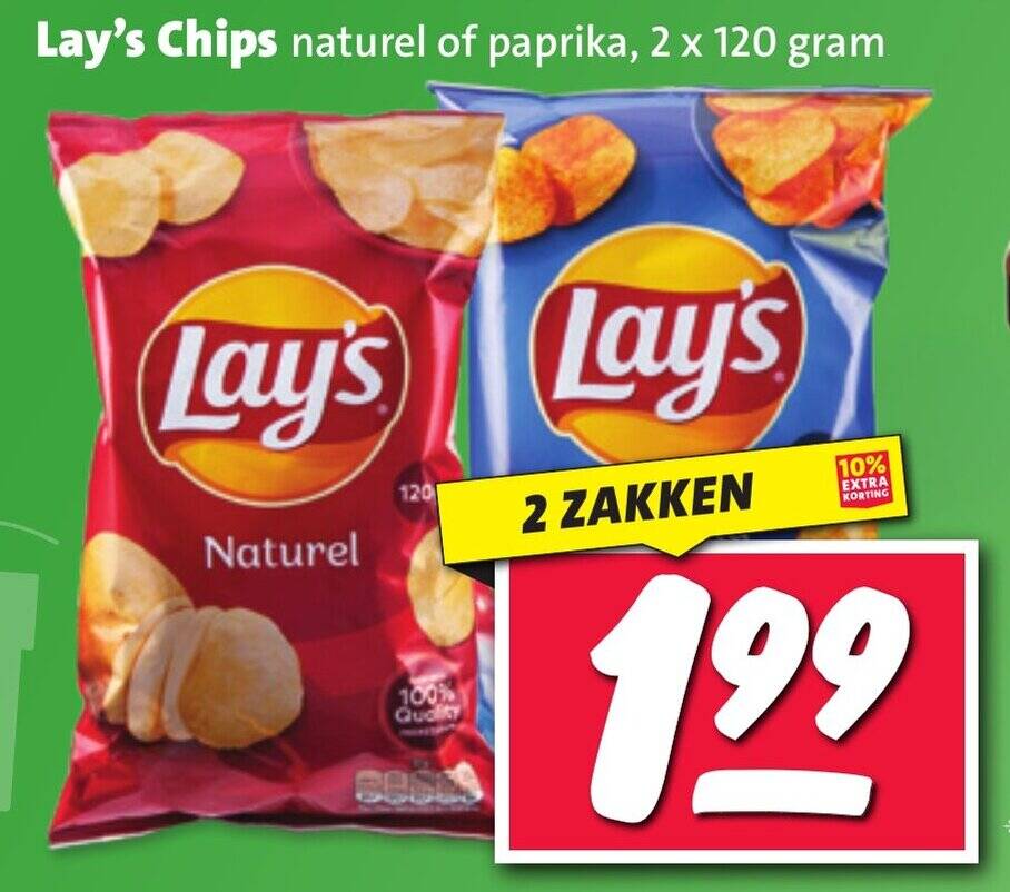 Lay S Chips Naturel Of Paprika X Gram Aanbieding Bij Nettorama