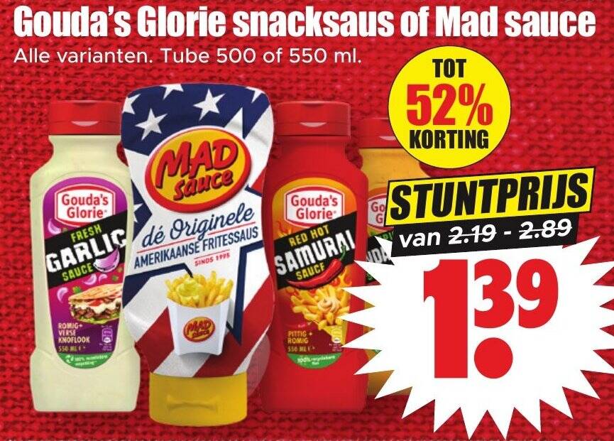 Gouda S Glorie Snacksaus Of Mad Sauce Aanbieding Bij Dirk