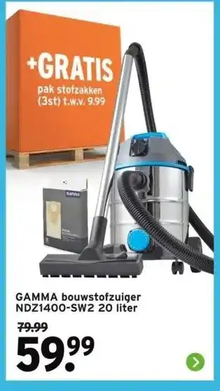 Gamma Bouwstofzuiger Ndz1400 Sw2 20 Liter Aanbieding Bij GAMMA