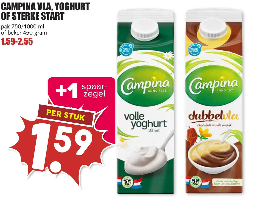 Campina Vla Yoghurt Of Sterke Start Aanbieding Bij MCD Supermarkt