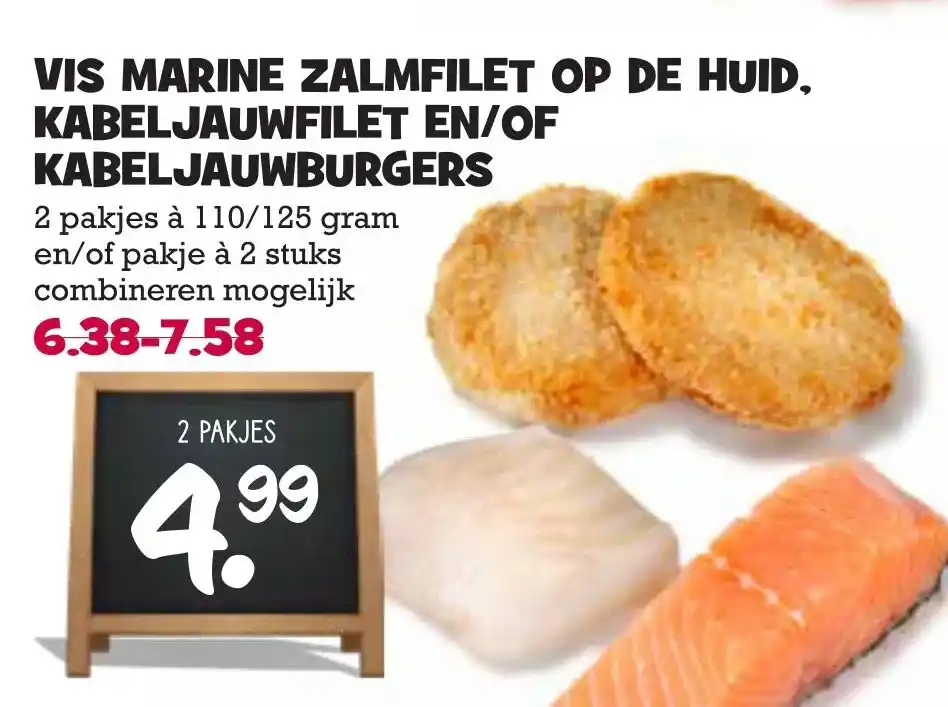 Vis Marine Zalmfilet Op De Huid Kabeljauwfilet En Of Kabeljauwburgers