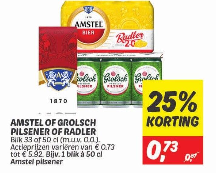 Amstel Of Grolsch Pilsener Of Radler Aanbieding Bij Dekamarkt