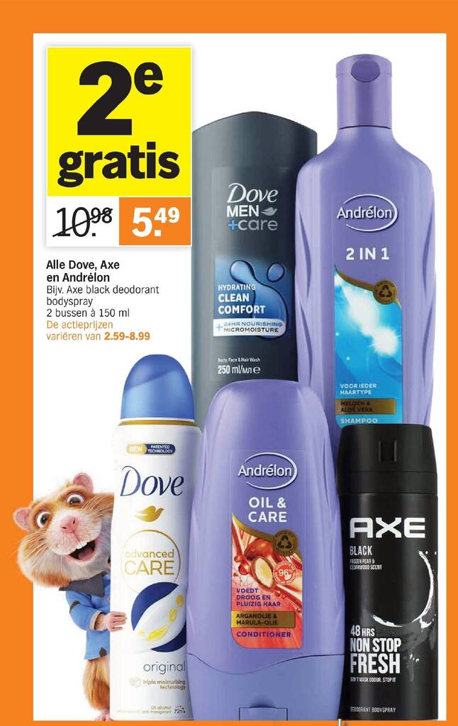 Alle Dove Axe en Andrélon aanbieding bij Albert Heijn