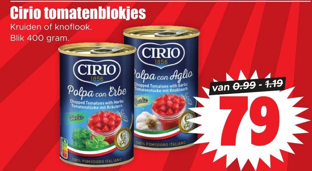 Cirio Tomatenblokjes 400g Aanbieding Bij Dirk