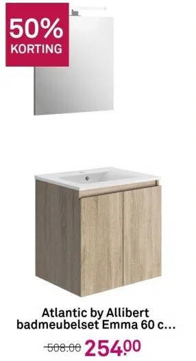 Atlantic By Allibert Badmeubelset Emma 60 Cm 2 Deurs Hout Aanbieding