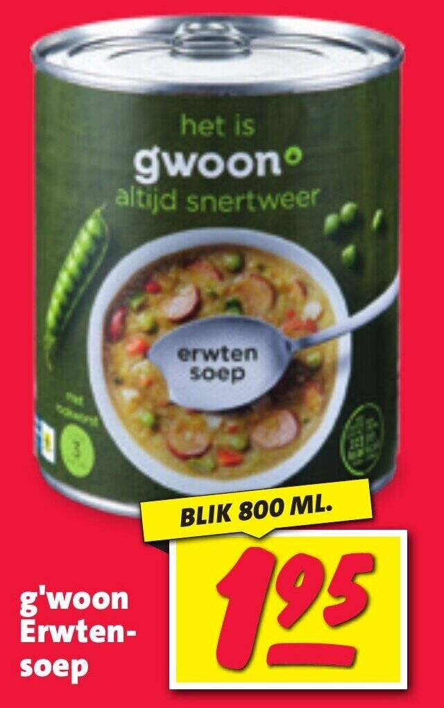 G Woon Erwtensoep 800ml Aanbieding Bij Nettorama