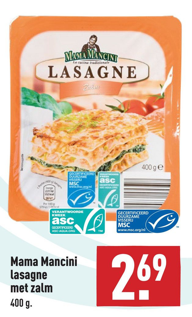 Mama Mancini Lasagne Met Zalm Aanbieding Bij ALDI