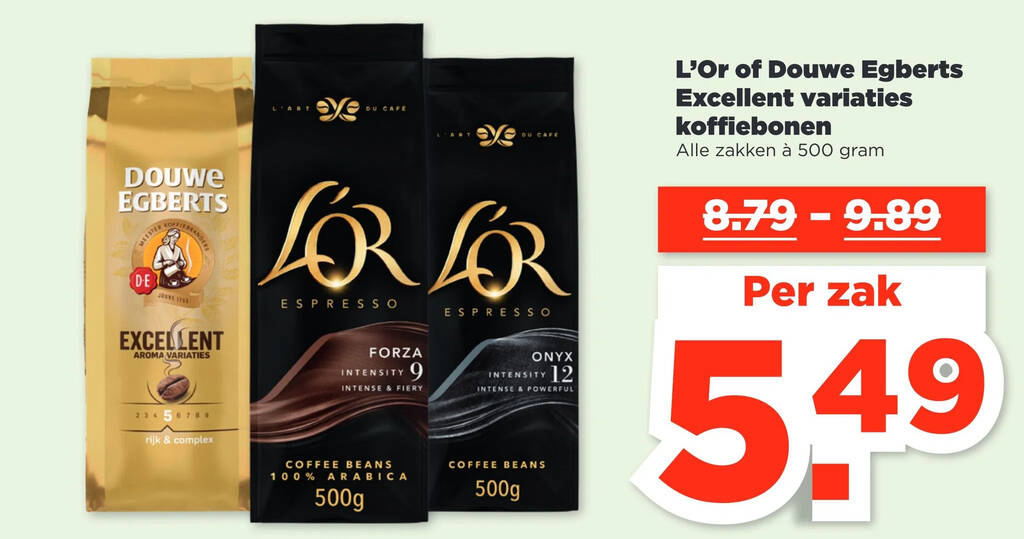 L Or Of Douwe Egberts Excellent Variaties Koffiebonen Aanbieding Bij PLUS