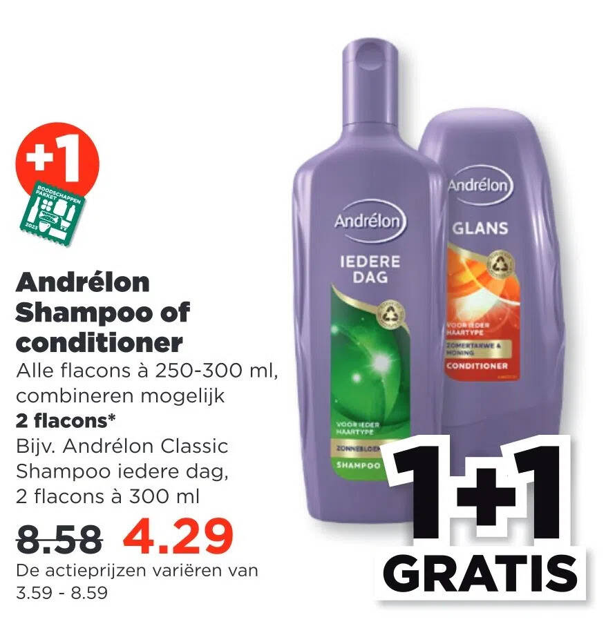 Andrélon Shampoo of conditioner aanbieding bij PLUS