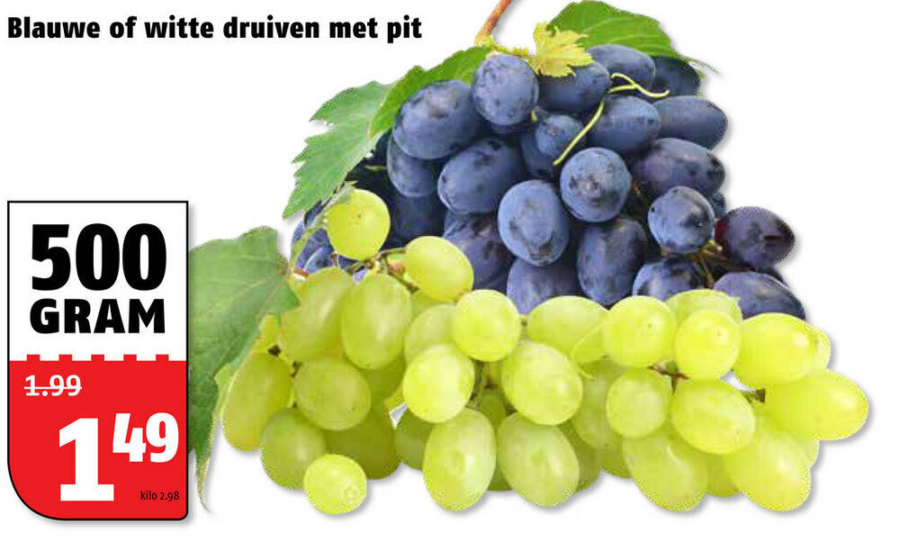 Blauwe Of Witte Druiven Met Pit G Aanbieding Bij Poiesz