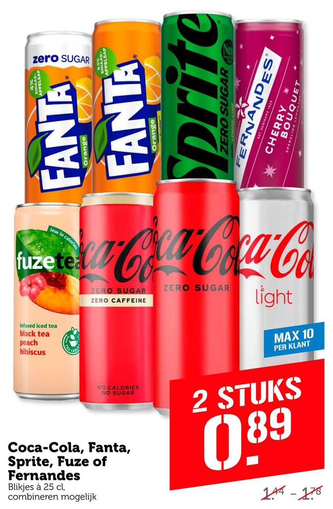 Coca Cola Fanta Sprite Fuze Of Fernandes Blikjes Cl Aanbieding