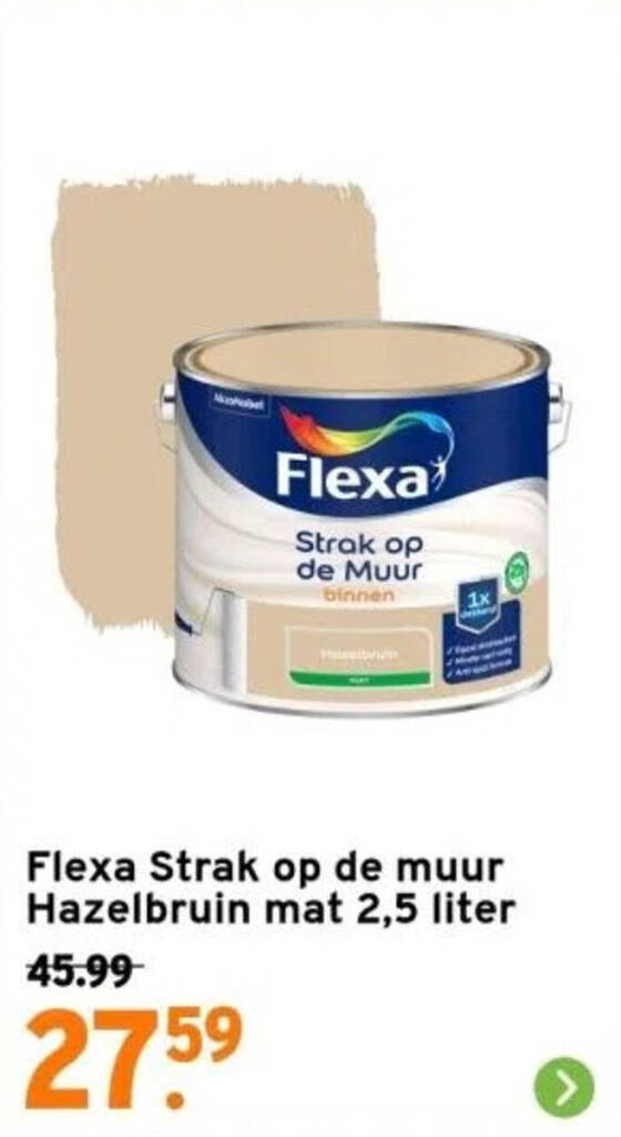 Flexa Strak Op De Muur Hazelbruin Mat Liter Aanbieding Bij Gamma