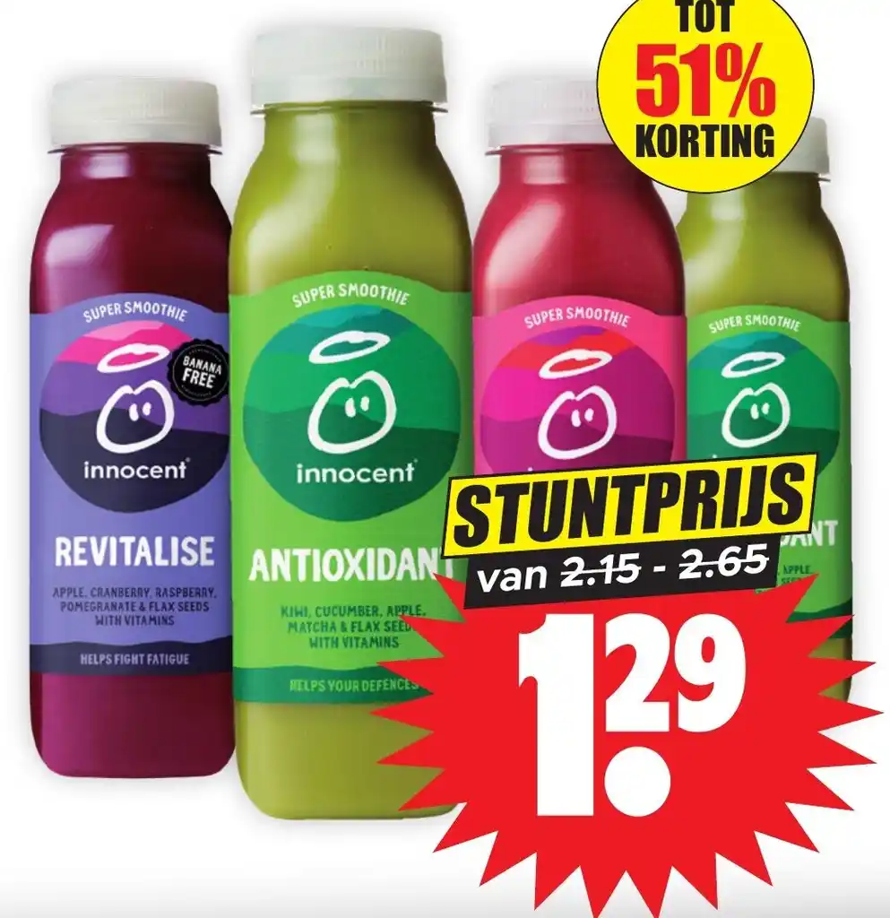 Innocent Sap Of Smoothie Fles 300 Of 330 Ml Aanbieding Bij Dirk