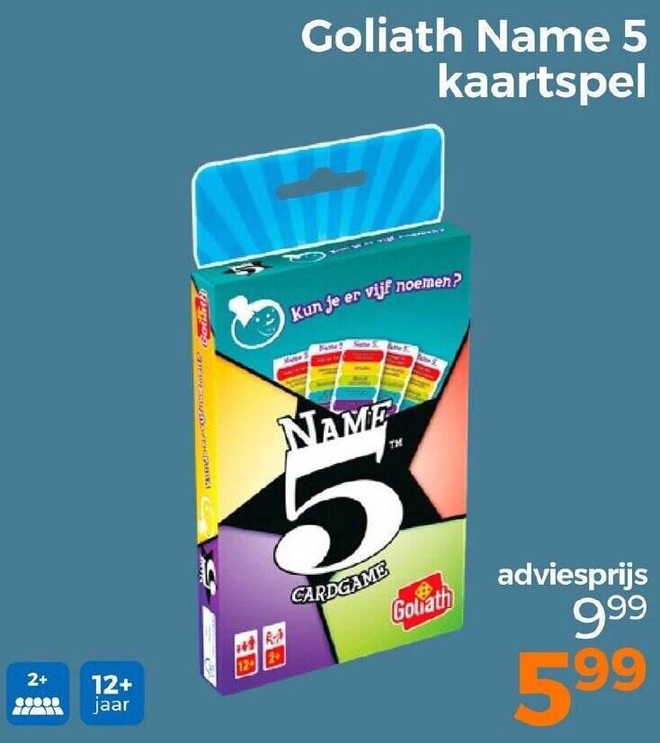 Goliath Name 5 Kaartspel Aanbieding Bij Trekpleister