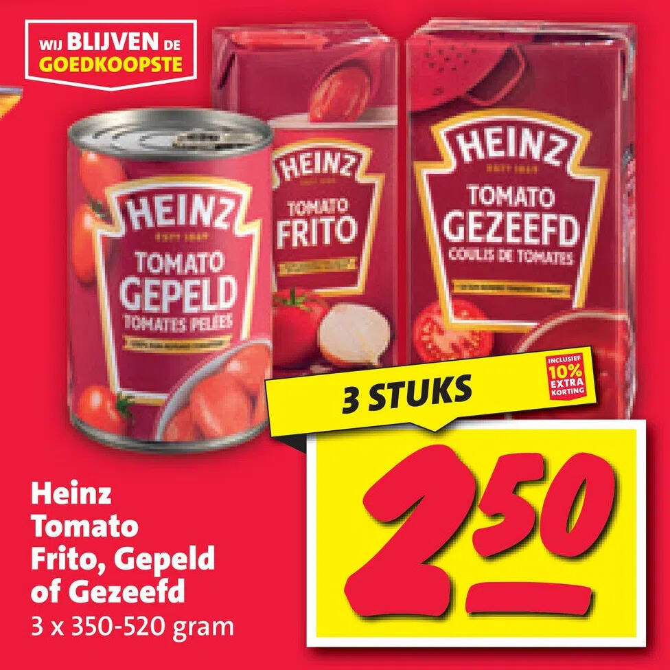 Heinz Tomato Frito Gepeld Of Gezeefd Aanbieding Bij Nettorama