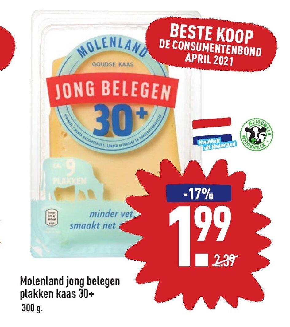 Molenland Jong Belegen Plakken Kaas G Aanbieding Bij Aldi