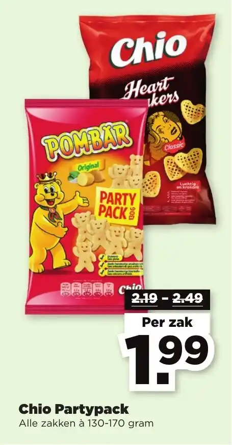 Chio Partypack Alle zakken à 130 170 gram aanbieding bij PLUS