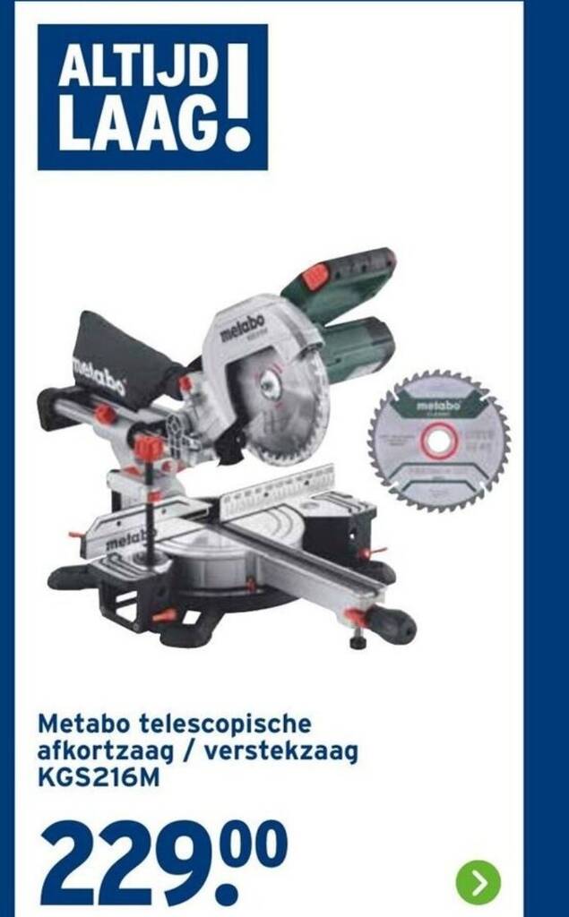 Metabo Telescopische Afkortzaag Verstekzaag Kgs M Aanbieding Bij Gamma