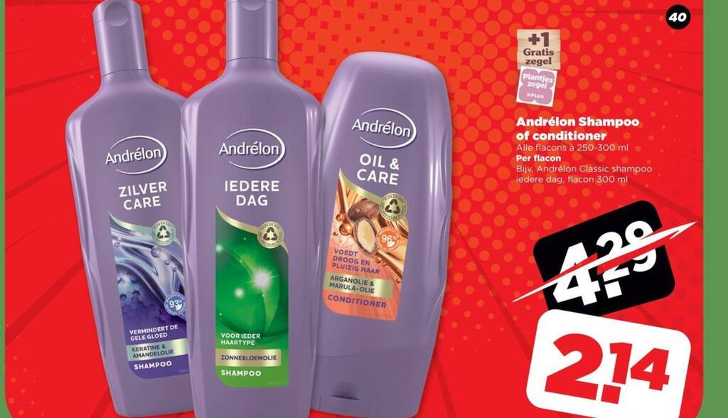 Andrélon shampoo of conditioner aanbieding bij PLUS