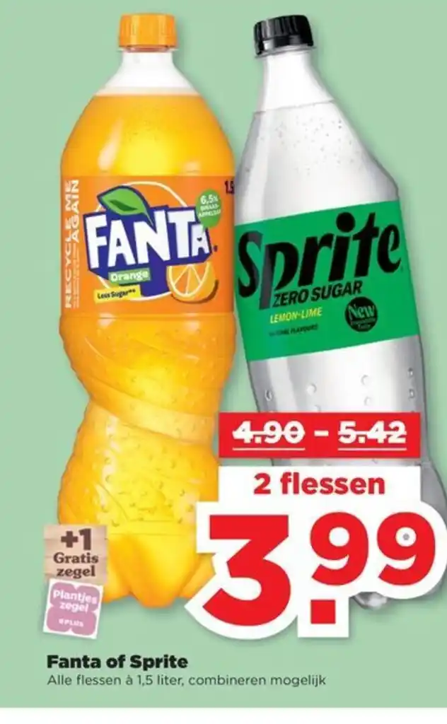 Fanta Of Sprite Flessen Aanbieding Bij Plus