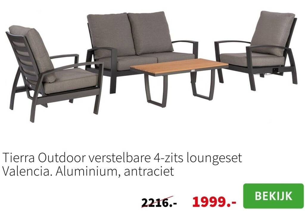 Tierra Outdoor Verstelbare Zits Loungeset Valencia Aluminium