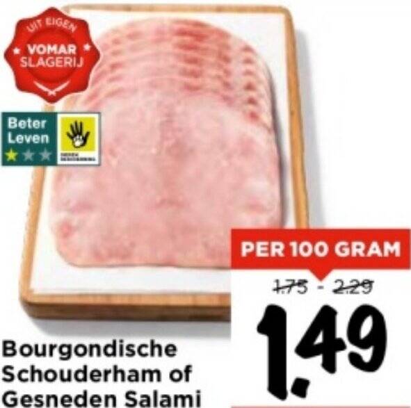 Bourgondische Schouderham Of Gesneden Salami G Aanbieding Bij Vomar