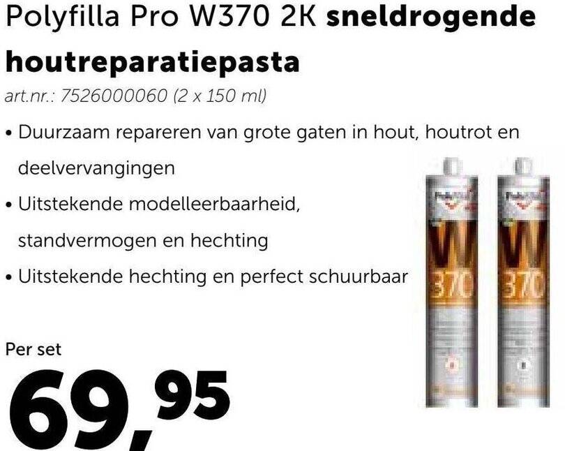 Polyfilla Pro W K Sneldrogende Houtreparatiepasta Per Set