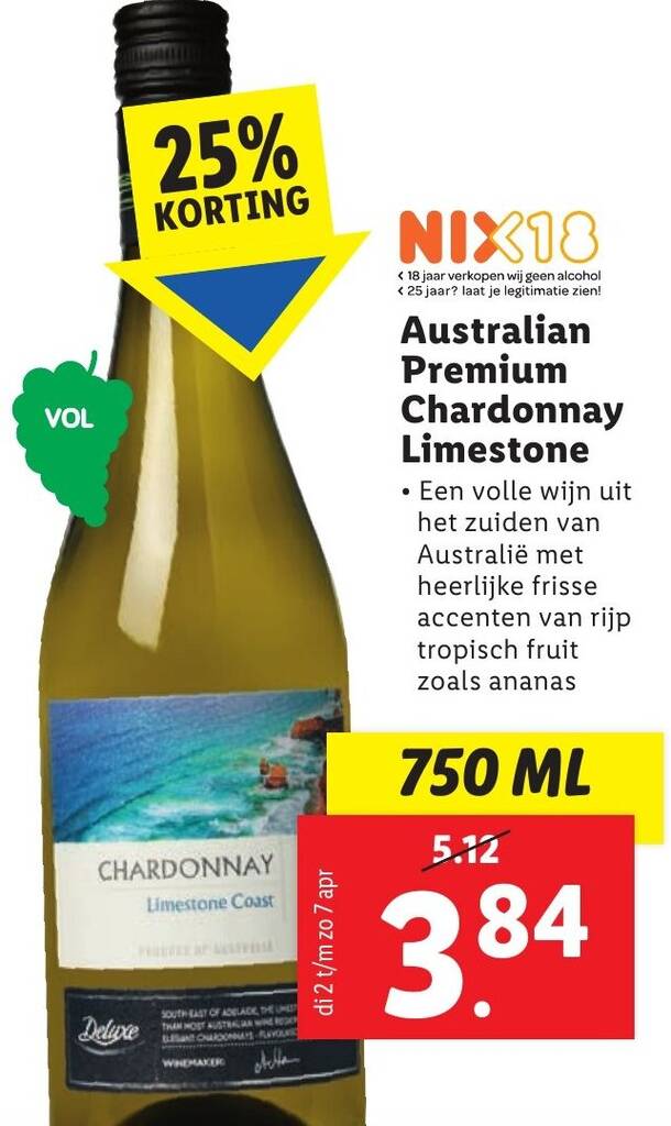 Australian Premium Chardonnay Limestone Ml Aanbieding Bij Lidl