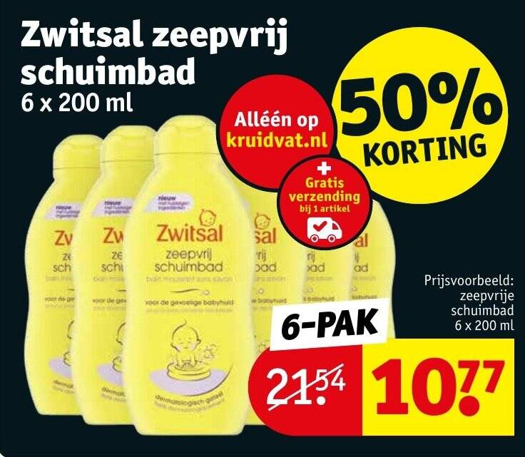 Zwitsal Zeepvrij Schuimbad X Ml Aanbieding Bij Kruidvat