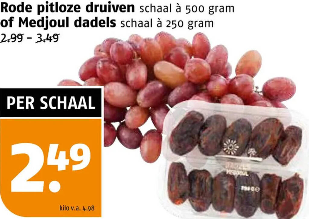 Rode Pitloze Druiven Of Medjoul Dadels Aanbieding Bij Poiesz