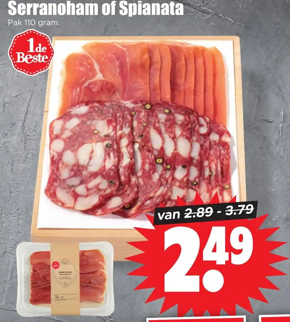 Serranoham Of Spianata 110g Aanbieding Bij Dirk