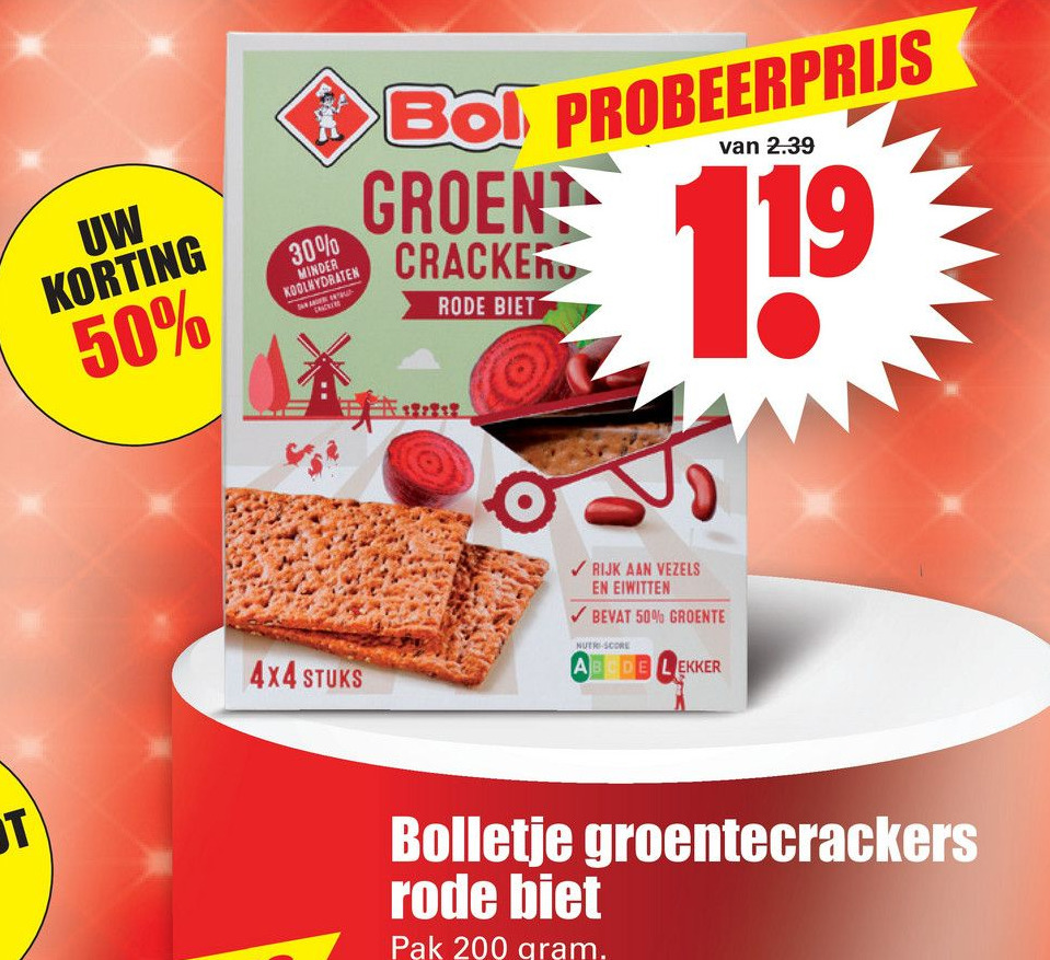 Bolletje Groentecrackers Rode Biet Aanbieding Bij Dirk