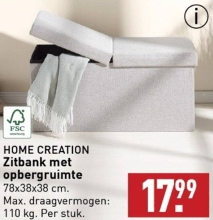 Home Creation Zitbank Met Opbergruimte Aanbieding Bij Aldi