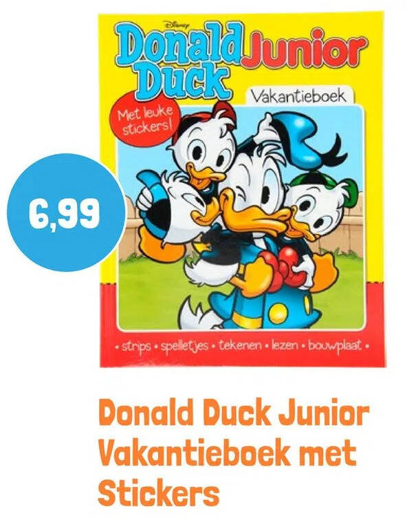 Donald Duck Junior Vakantieboek Met Stickers Aanbieding Bij Lobbes