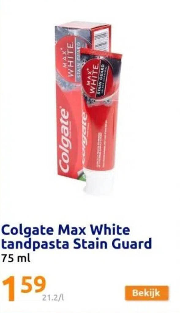 Colgate Max White Tandpasta Stain Guard Ml Aanbieding Bij Action