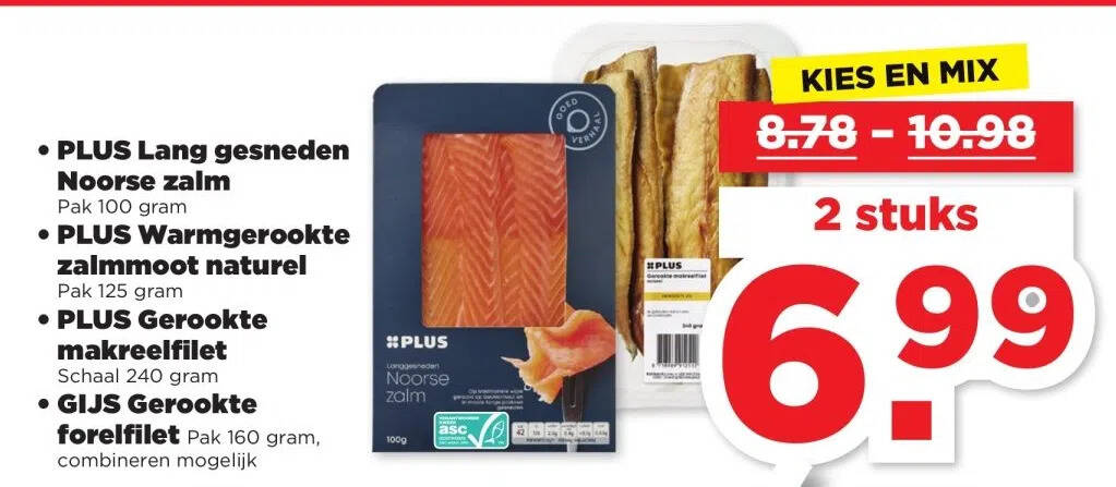 PLUS Lang Gesneden Noorse Zalm Pak 100 Gram PLUS Warmgerookte