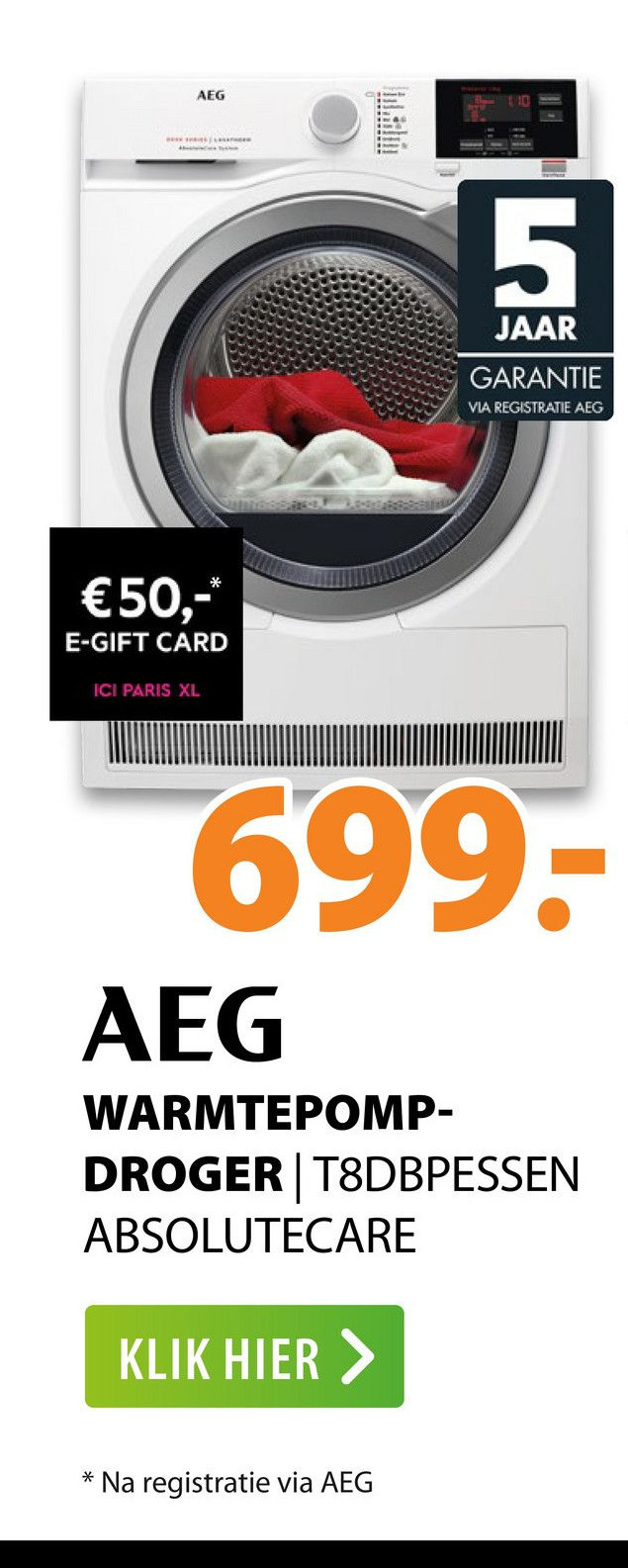 AEG Warmtepompdroger T8Dbpessen Absolutecare Aanbieding Bij Expert