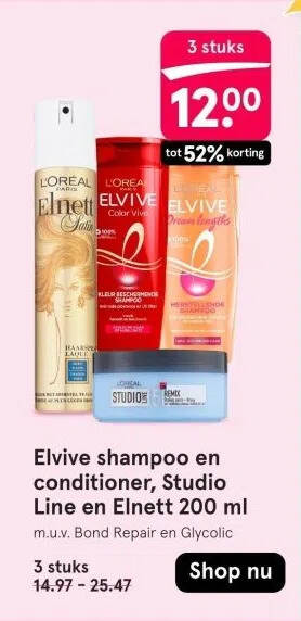 Elvive Shampoo En Conditioner Studio Line En Elnett Ml Aanbieding