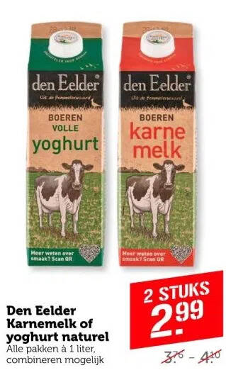 Den Eelder Karnemelk Of Yoghurt Naturel Alle Pakken Liter