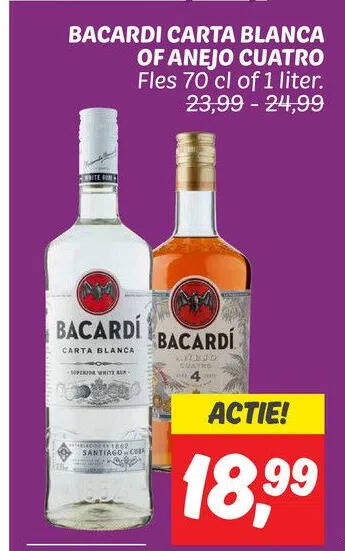 Bacardi Carta Blanca Of Anejo Cuatro Aanbieding Bij Dekamarkt