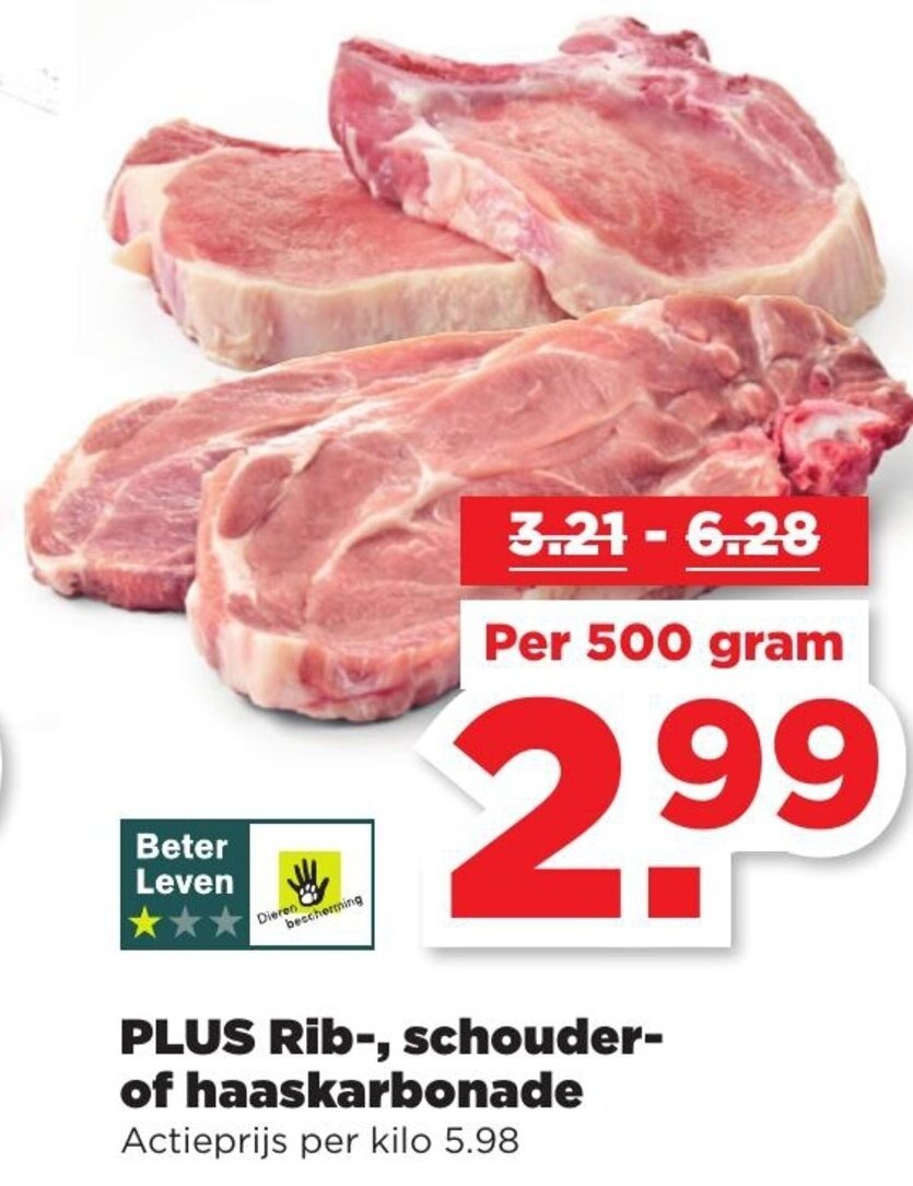 Rib Schouder Of Haaskarbonade G Aanbieding Bij Plus