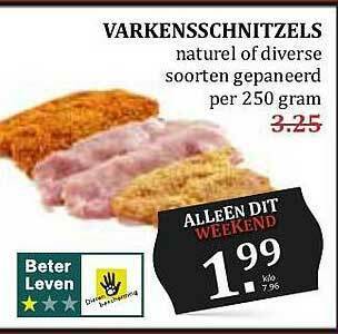 Varkensschnitzels Naturel Of Diverse Soorten Gepaneerd Aanbieding Bij