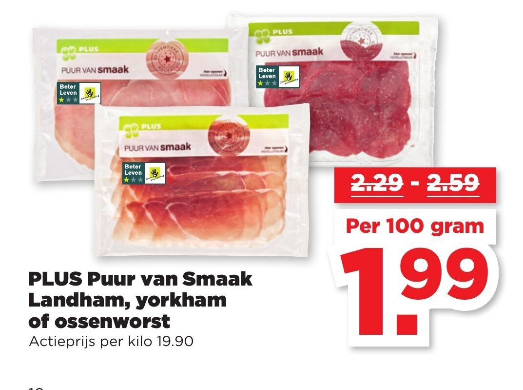 Puur Van Smaak Landham Yorkham Of Ossenworst Gram Aanbieding Bij Plus