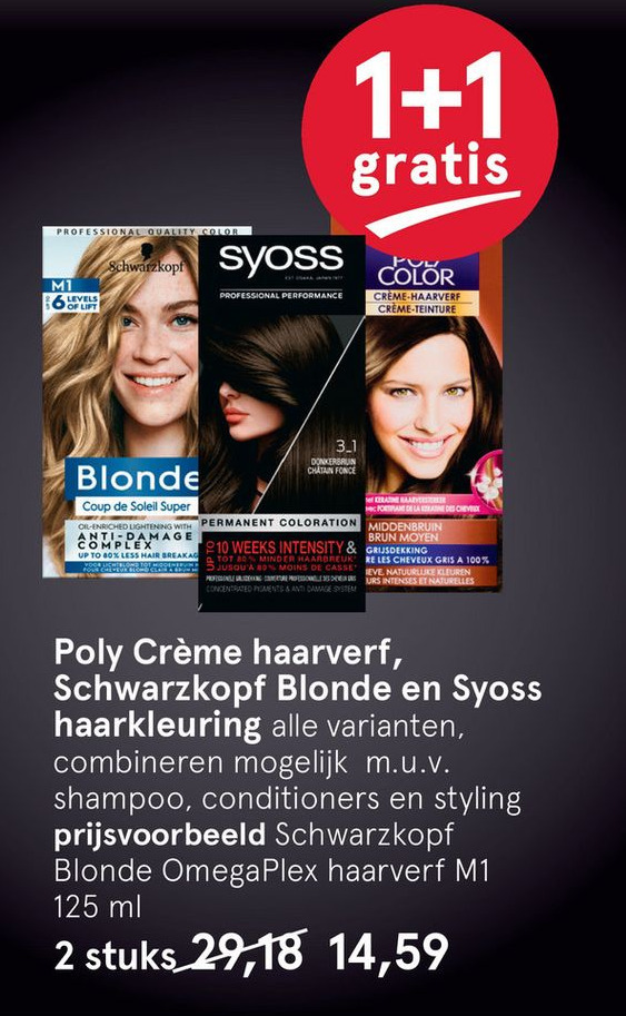 Poly Cr Me Haarverf Schwarzkopf Blonde En Syoss Aanbieding Bij Etos