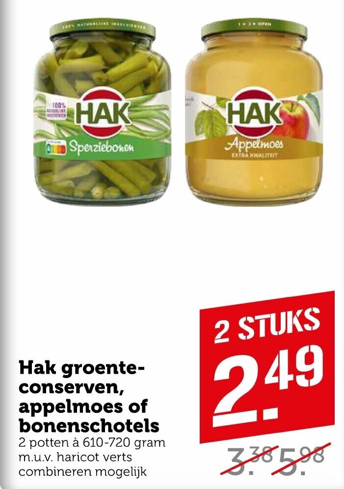 Hak Groenteconserven Appelmoes Of Bonenschotels Aanbieding Bij Coop