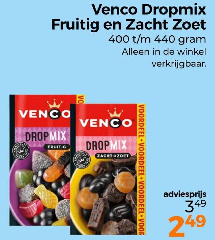 Venco Dropmix Fruitig En Zacht Zoet Aanbieding Bij Trekpleister