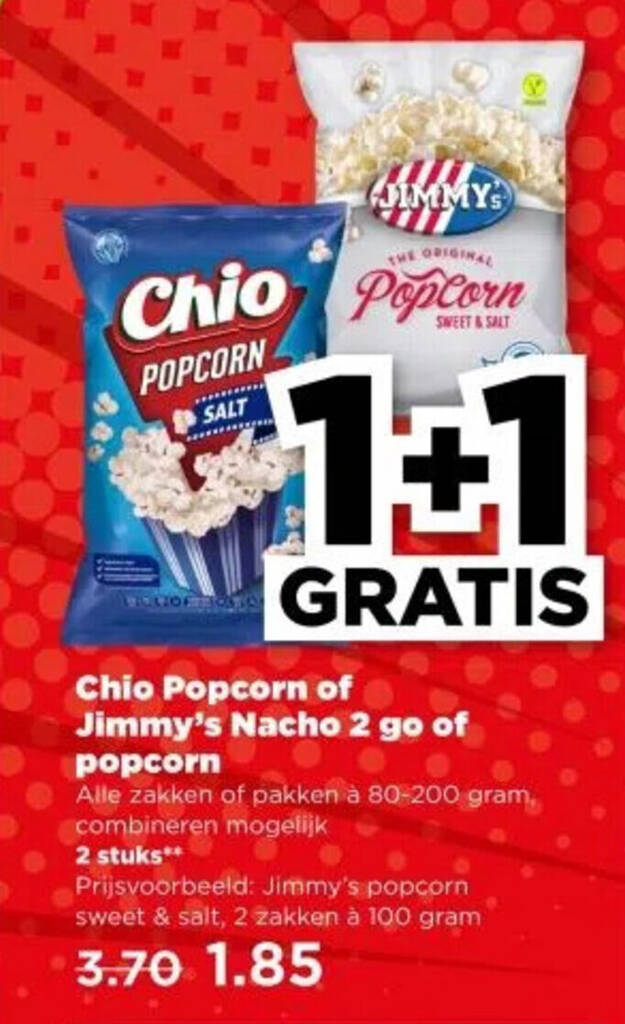 Chio Popcorn Of Jimmy S Nacho 2 Go Of Popcorn 80 200 G 1 1 GRATIS